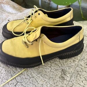 Yellow and Black Sneakers with Textured Soles